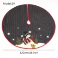 48 Inch Christmas Tree Skirt Large Black Plaid Snowman Embroidered Holiday Home Decor - 122cm/48inch / Black Red Plaid Snowman Embroidered Style (2#)