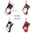 4er Set Weihnachtssocken Maschinenstickerei Weihnachtsmann Schneemann Geschenktüten - 4er-Set / 7 Zoll Stil A (1,4,8,11#)