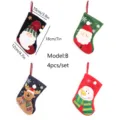 4er-Set kleine bestickte Weihnachtssocken mit Weihnachtsmann, Rentier und Schneemann. - 4er-Set / 7 Zoll Stil B (1,2,3,16#)