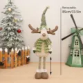 Retractable Christmas reindeer plush doll green fabric long leg holiday desktop decoration - Retractable Pointed Hat Style (YH259905A)