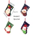 Weihnachtsstrümpfe 4er Set Stoff kleine Hängetasche Weihnachtsbaum Dekoration Geschenktüte - 4er-Set / 7 Zoll Stil C (4,5,6,14#)