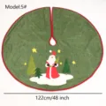 48 Zoll grüne Christbaumdecke mit süßem Weihnachtsmann Stickerei festliche Party Deko - 122cm/48inch / Grünes Muster Weihnachtsmann Stickerei Stil (5#)