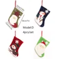 Weihnachtsstrumpf 4 Stk maschinell bestickt Weihnachtsmann Schneemann Baum Deko Beutel. - 4er-Set / 7 Zoll Stil D (7,8,9,15#)