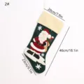 Christmas stocking decoration with Santa Claus embroidery, vintage green holiday gift bag for tree. - Green Santa Claus (2#) / Large (23x46cm)