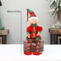 Christmas Elf Doll Red Green Fabric Long Legged Figurine Holiday Festive Decoration - Male Style (D409590A) / Height 49cm