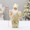 Standing Santa Claus figurine with gift box, 30cm Christmas desktop holiday decoration. - Champagne Gold (D-235122)