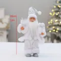 White and silver standing Santa Claus figurine, 30cm 12in Christmas tabletop decoration. - Silver White (D-235152)