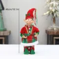 Christmas long leg elf doll red green plaid plush toy festive holiday home tabletop decoration - Female Style (D409595B) / Height 46cm