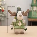 Christmas green fabric reindeer plush doll ornament, festive table decoration, 28cm height. - Top Hat Style (YH259901B)