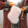Solid color long plush Christmas stocking gift bag holiday candy bag tree pendant 18cm - T1240395B (Double-sided Fur) / 18cm Pack / Pink