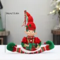 Christmas red green fabric elf doll holiday home decoration long leg plush toy 34cm - Female Style (D409596B)