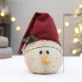 Bambola pupazzo di neve in tessuto natalizio in juta retrò con cappello rosso 23cm - Stile Cappello a Punta (YH25501B)