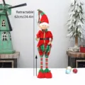 Christmas retractable long leg elf doll red and green plush toy for holiday party home decor - Male Style (D409585A)