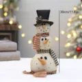 Statuetta Pupazzo di Neve in Tessuto Rustico Bambola Natalizia con Cilindro 30cm - Stile Cappello a Cilindro (YH25502A)