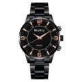 Men quartz watch black steel strap minimalist waterproof business wrist watch for men - Black Case Black Dial