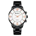 McyKcy mens quartz watch featuring black alloy strap, white dial, and sleek design. - Black Case White Dial