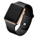 Elegante quadratische LED Digitaluhr mit schwarzem Silikonarmband und Roségoldgehäuse. - Roségold-Gehäuse - Schwarzes Armband
