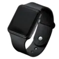Modische quadratische LED Digital Elektronische Uhr mit schwarzem Silikonarmband modern stil - Gunmetal-Gehäuse - Schwarzes Armband