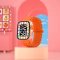 Orologio digitale quadrato per bambini con cinturino in silicone arancione e quadrante di frutta. - Arancione