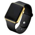 Stylish square LED digital electronic watch with gold case and black silicone strap. - Gold Case Black Strap