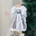 Christmas tree topper angel decoration with plush wings and silver sequin dress 30cm - Silver Style (T1220192)