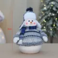 Blue Knit Snowman Plush Toy 35cm Christmas Holiday Soft Stuffed Doll Desktop Ornament. - Blue Gray Knitted Snowman (YH239905 A) / Height Approx 35cm