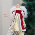 Christmas angel tree topper doll with white plush wings, red and gold dress, 30cm height. - Red Gold Style (T1220193)