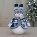 Blue plaid Christmas snowman doll plush toy festive desktop window decoration 38cm - Blue Plaid Snowman (YH239905 B) / Height about 38cm