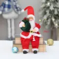 30cm Kathistos Agios Vasilis Koukla Xristougenniatiko Dentro Diakosmisi Spitiou - Κλασικό Κόκκινο Λευκό Βελούδινο Στυλ (YJ28006)