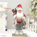 Bambola statuetta Babbo Natale in piedi 46 cm con sacco regalo e lanterna per decorazione natalizia - Stile Maglione Nordico Rosso Grigio (D-303361)