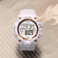 White digital sports watch for students, stylish casual waterproof timepiece for daily wear. - White