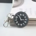 Quartz nurse pocket watch with keychain, clear large numbers for students, elderly and exams. - Black Case Black (P72016)