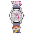 Orologio al quarzo 3D unicorno per bambini con cinturino in silicone viola, simpatico. - Arcobaleno Viola Chiaro
