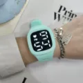 Mint green silicone LED digital watch for students, stylish waterproof sports wrist watch. - Mint Green