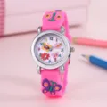 Orologio al quarzo in silicone rosa per bambini con cinturino a farfalla 3D e quadrante. - Farfalla Rosa Rosso