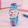 Orologio Quarzo Silicone Farfalla 3D Bambini Carino Impermeabile Polso Studente - Farfalla Blu Chiaro