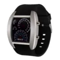 Herren Luftfahrt Armaturenbrett LED elektronische Sportuhr mit schwarzem Silikonarmband. - Silbernes Gehäuse Schwarzes Armband