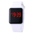 Weiße quadratische LED Digitaluhr für Studenten, minimalistische Silikon Sport-Uhr. - Weiß