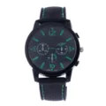 Herren Quarzuhr Sportuhr mit schwarzem Zifferblatt, grünen Ziffern und perforiertem Armband. - Grün