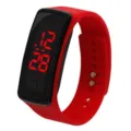 Rote Silikon LED Digitaluhr für Damen Herren Kinder Freizeit Sport elektronische Armbanduhr - Rot