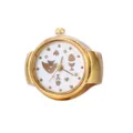 Gold-tone fish dial ring watch, stylish finger watch jewelry for women and kids gifts. - Gold Fish Print