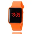 Oranger quadratischer LED-Digitaluhren mit Silikonarmband, modische Freizeituhr für Studenten. - Orange