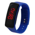 Blaue Silikon LED Digital Sportuhr mit hellem roten Bildschirm und bequemem Armband. - Dunkelblau