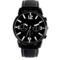 Herren Quarz Sportuhr schwarzes Zifferblatt drei Augen perforiertes Lederarmband SKU - Schwarz
