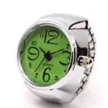 Fashion silver ring watch with green dial, vintage quartz finger watch for daily wear. - Green