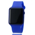 Blaue quadratische LED Digitaluhr mit bequemem Silikonarmband für Sport und Alltag. - Dunkelblau