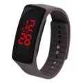 Modische Sport LED Digitaluhr mit grauem Silikonarmband und roter Displayanzeige. - Grau
