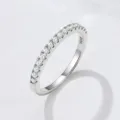 S925 Sterling Silver Half Eternity Ring Zirconia Paved Stacking Band Minimalist Jewelry - White Gold