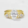 Bague en argent S925 ensemble deux pieces moissanite couleur D bijoux mariage luxe - Taille 5 / Ensemble deux pièces