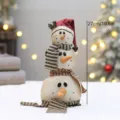Pupazzo di neve in peluche vintage di lino giocattolo decorazione natalizia 27cm - Stile Cappello a Punta (YH25502B)